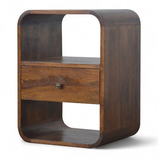 Chestnut Curved Edge Nightstand | Solid Mango Wood
