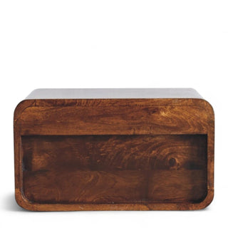 Mid-Century Floating Nightstand | Large Curved Chestnut
