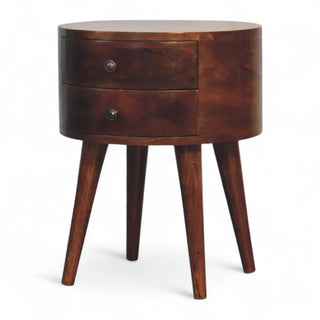 Mid-Century Modern Solid Wood 2-Drawer Nightstand