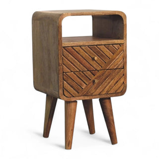 Mid-Century Modern Solid Wood Curved Nightstand