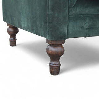 Emerald Green Velvet Chesterfield Sofa | Handcrafted 2-Seater