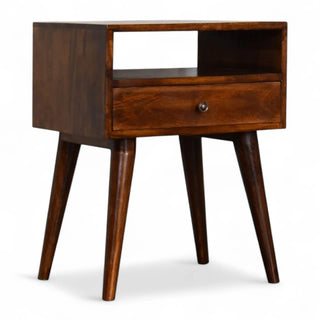 Mid-Century Modern Chestnut Solid Wood Nightstand