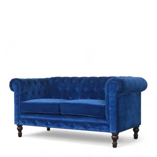 Royal Blue Velvet Chesterfield Sofa | Handcrafted 2-Seater