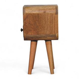 Mid-Century Modern Oak Mini Nightstand with Open Shelf