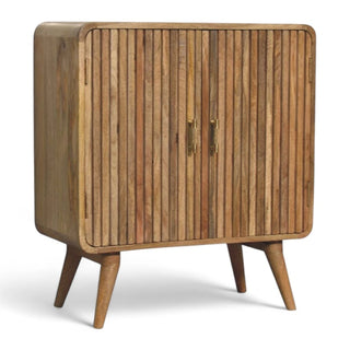 Mid-Century Modern Solid Wood Storage Cabinet with T-Bar Design