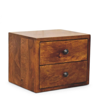 Mid-Century Modern Chestnut 2-Drawer Wall-Mounted Nightstand