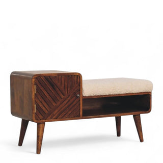 Mid-Century Modern Chestnut Carved Side Table