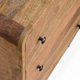 Mid-Century Modern Solid Wood Mini Curved Chest | Oak-Ish Finish