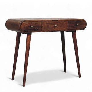 Honey Caramel Round Dressing Table | Solid Mango Wood