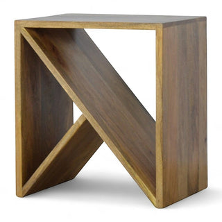 Geometric Library Side Table | Solid Mango Wood