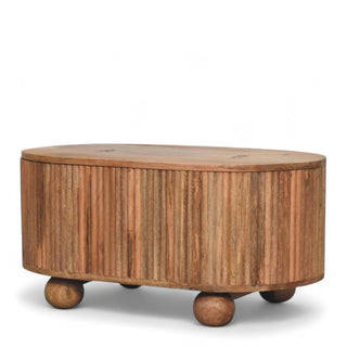 Round Soba Ball Coffee Table with Lid | Solid Mango Wood