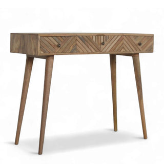 Line Carving Solid Wood Dressing Table with Foldable Mirror