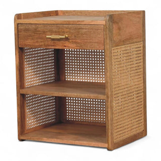 Mid-Century Modern Solid Wood Open Nightstand