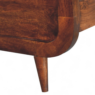 Curved Chestnut Double Bed Frame | Solid Mango Wood