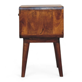 Mid-Century Modern Chestnut Curved Nightstand with Open Shelf