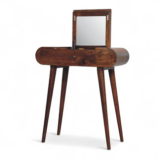Mid-Century Modern Chestnut Vanity with Foldable Mirror