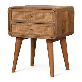Larrisa Woven 2-Drawer Nightstand | Solid Wood & Rattan