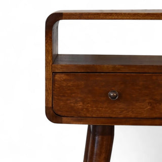 Mid-Century Modern Chestnut Curved Console Table