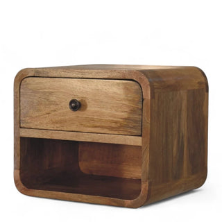 Mid-Century Oak-Ish Floating Nightstand with Open Shelf
