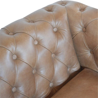Brown Leather Chesterfield Sofa | 2-Seater | Handcrafted Design
