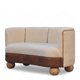 Boucle Cream Buffalo Small Sofa | Curved Back Design