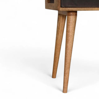 Mid-Century Modern Grey Velvet Ottoman Footstool