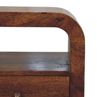 Mid-Century Modern Chestnut Nightstand with Drawer and Shelf