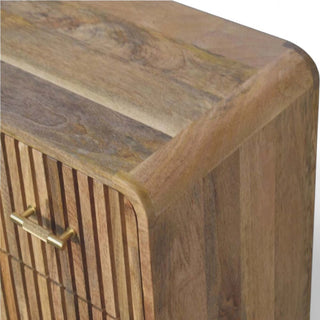 Mid-Century Modern Solid Wood Ridged 4-Drawer Dresser