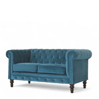 Teal Chesterfield Sofa | Handcrafted Cotton Velvet