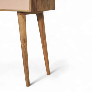 Mini Blush Pink Dressing Table with Foldable Mirror | Solid Wood