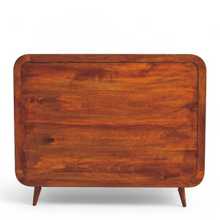 Curved Chestnut Double Bed Frame | Solid Mango Wood