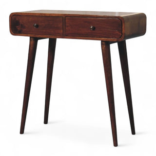 Mid-Century Modern Chestnut Curved Console Table