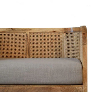 Mud Linen Rattan Sofa | Handcrafted Solid Wood Frame