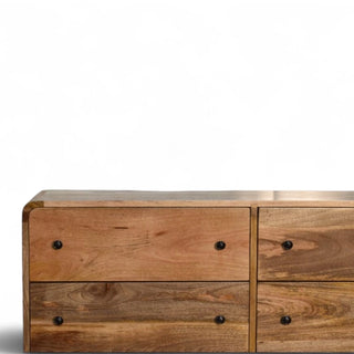 Mid-Century Modern Oak Curved 4-Drawer Dresser