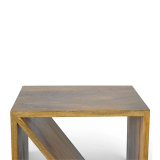 Geometric Library Side Table | Solid Mango Wood