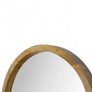 Wooden Round Wall Mirror with Shelf | Solid Mango Wood