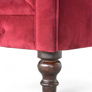 Wine Red Velvet Chesterfield Sofa | Handcrafted 2-Seater