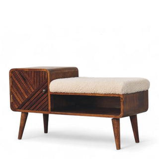 Mid-Century Modern Chestnut Carved Side Table