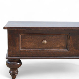 Mid-Century Solid Mango Wood 4-Drawer Coffee Table