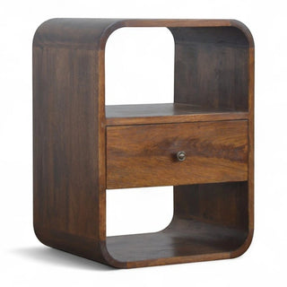 Chestnut Curved Edge Nightstand | Solid Mango Wood