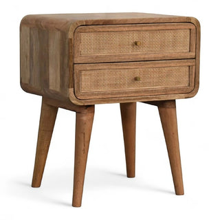 Larrisa Woven 2-Drawer Nightstand | Solid Wood & Rattan