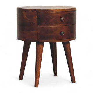 Mid-Century Modern Solid Wood 2-Drawer Nightstand