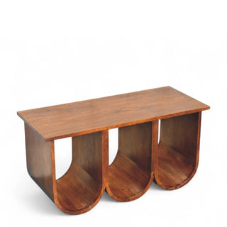 Triple Open Shelf Mid-Century Coffee Table | Solid Wood