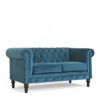 Teal Chesterfield Sofa | Handcrafted Cotton Velvet