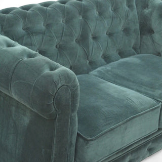 Emerald Green Velvet Chesterfield Sofa | Handcrafted 2-Seater