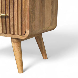 Mid-Century Modern Solid Wood Ridged 4-Drawer Dresser