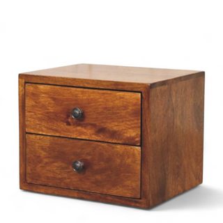 Mid-Century Modern Chestnut 2-Drawer Wall-Mounted Nightstand