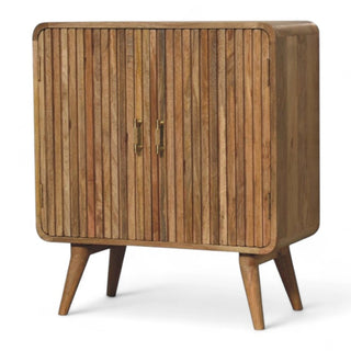 Mid-Century Modern Solid Wood Storage Cabinet with T-Bar Design