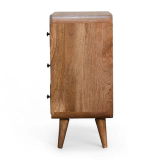 Mid-Century Modern Solid Wood Mini Curved Chest | Oak-Ish Finish
