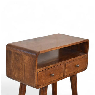 Mid-Century Modern Chestnut Curved Console Table